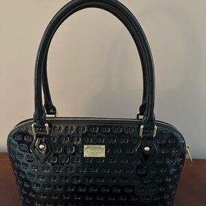 St. John Black Embossed Shoulder Bag